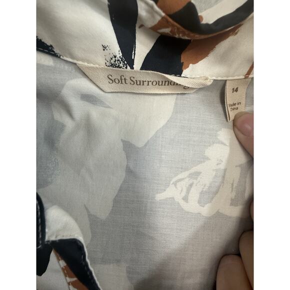 Soft Surroundings Sz 14 Moonglow Midi Dress Button Down Tiered Fall Black Brown - Picture 12 of 15